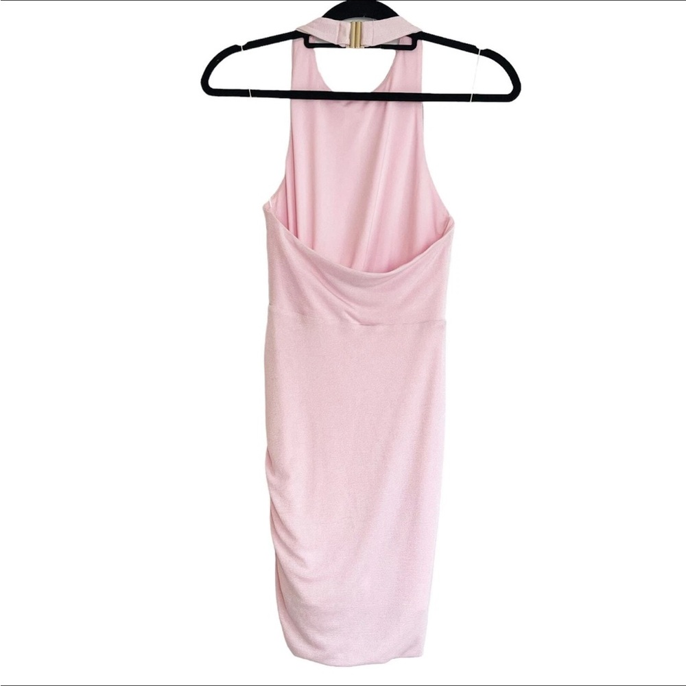 Pink Asymmetrical Ruched Mini Dress - Picture 5 of 6
